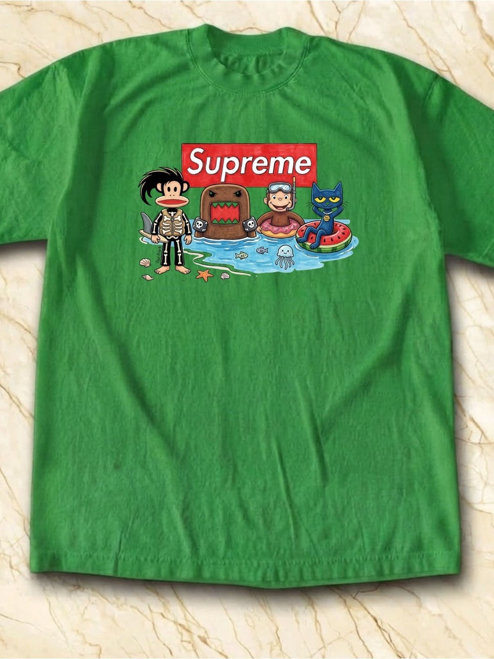 Gildan Supreme Cartoon Beach Party Graphic Tee